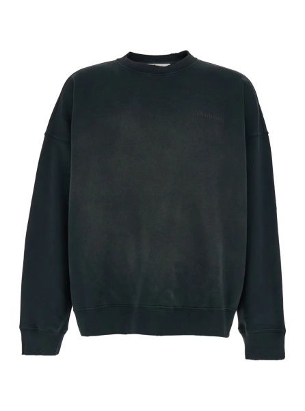 Hanorace Grey Crewneck Sweatshirt with Logo Lettering on the Front and Bleached Effect in Cotton Men