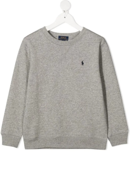 Hanorace Grey Sweatshirt with Logo on the Front in Cotton Boy