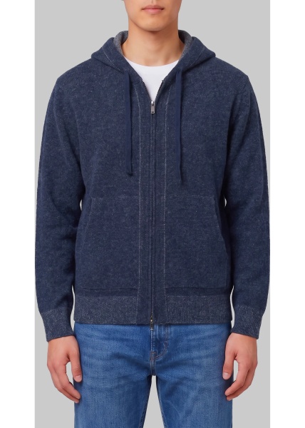 Hanorace Merino Wool Zip Sweatshirt In Navy