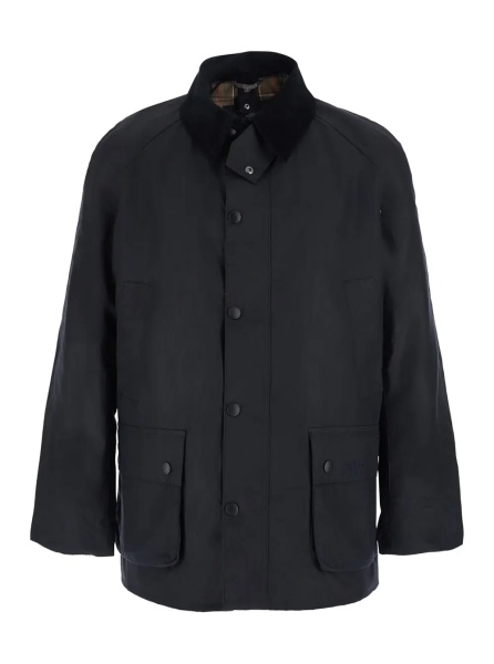 Jacheta 'Ashby' blue Jacket with classic collar and side pockets in waxed cotton for men
