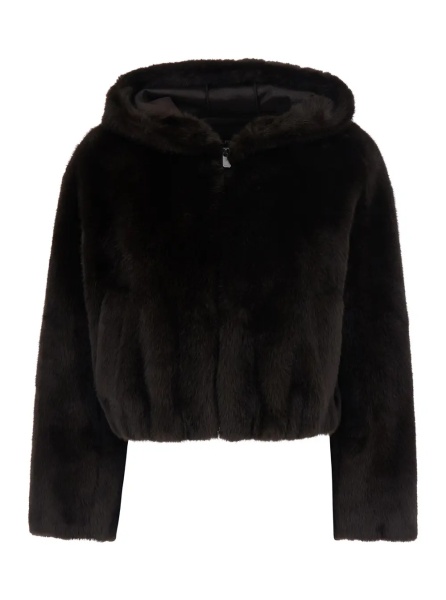 Jacheta 'Aspen' Brown Jacket with hood and zip closure in faux-fur Women