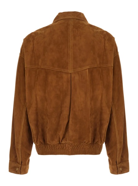 Jacheta Beige Jacket with classic collar and logoed jewel buttons in Suede for Men