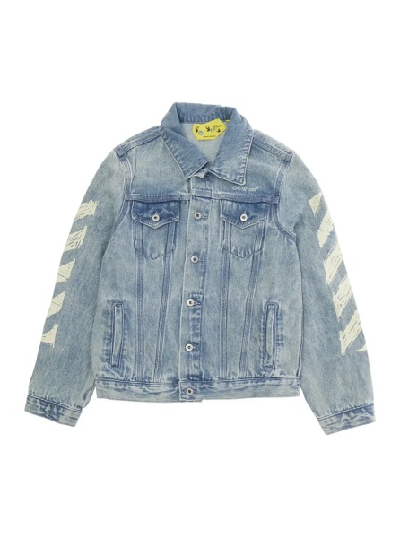 Jacheta Blue Jacket with Diagonal Details on Sleeves and Back for Girls