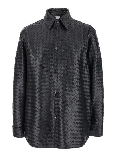 Jacheta Bottega Veneta neagra din piele