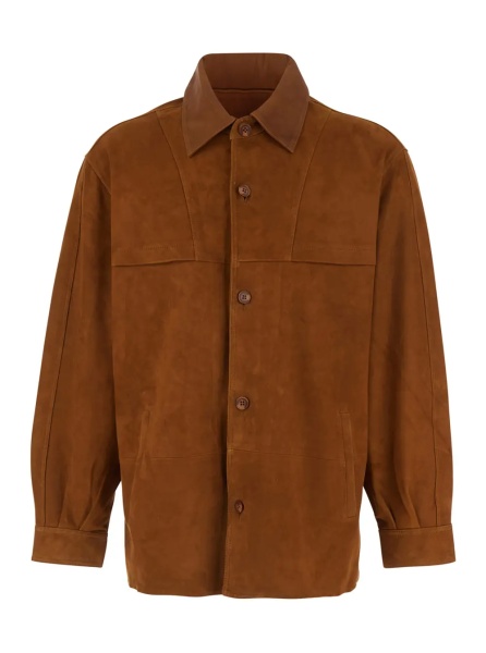 Jacheta Brown 'Jacket' with Classic Collar and Two Suede Front Pockets for Men