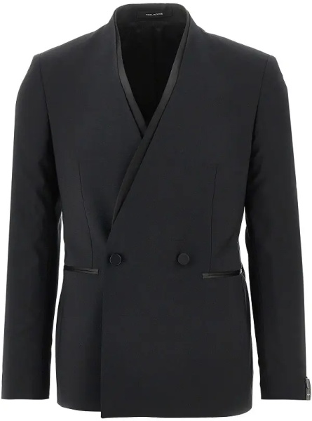 Jacheta Collarless double-breasted tuxedo jacket