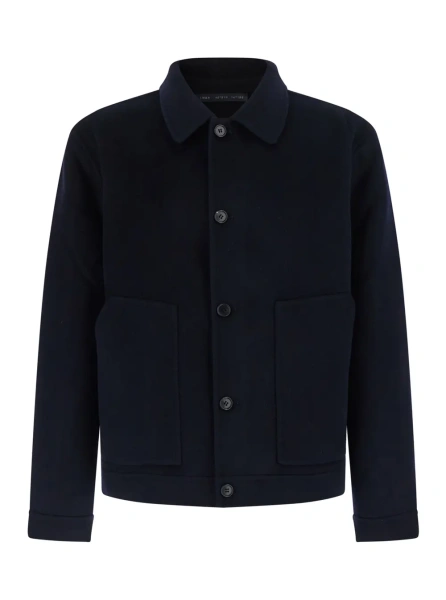 Jacheta DOUBLE WOOL JACKET with shirt collar and zip closure Blue Men
