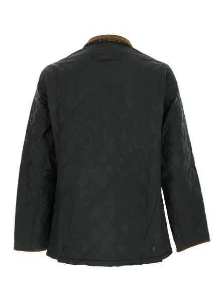 Jacheta Green jacket with a corduroy collar and logo lettering on the front in Tech Fabric for men