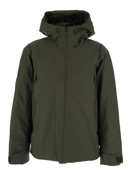Jacheta Green Jacket with Drawstring Hood in Tech Fabric Man
