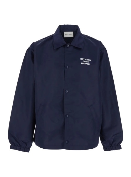 Jacheta Jacket 'La Veste Slogan' with Slogan on Front and Back in Tech Fabric Blue Men