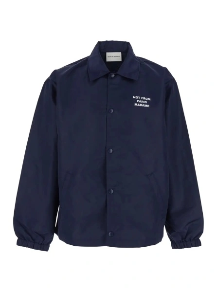 Jacheta Jacket 'La Veste Slogan' with Slogan on Front and Back in Tech Fabric Blue Men
