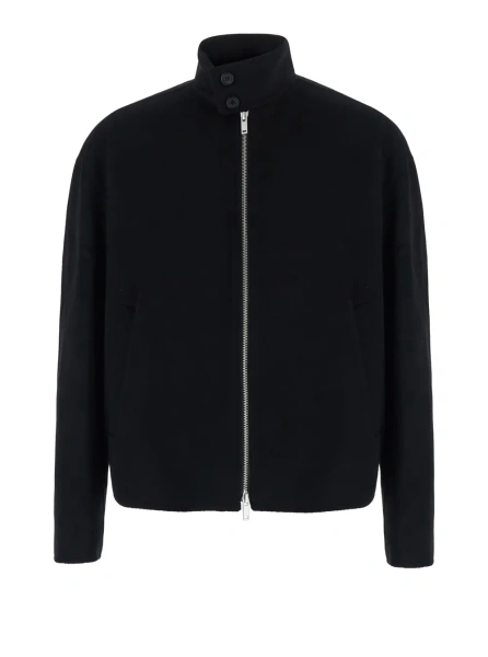 Jacheta Jacket WOOL AND CASHMERE HANDMADE HARRINGTON with collar and long sleeves in Black for men