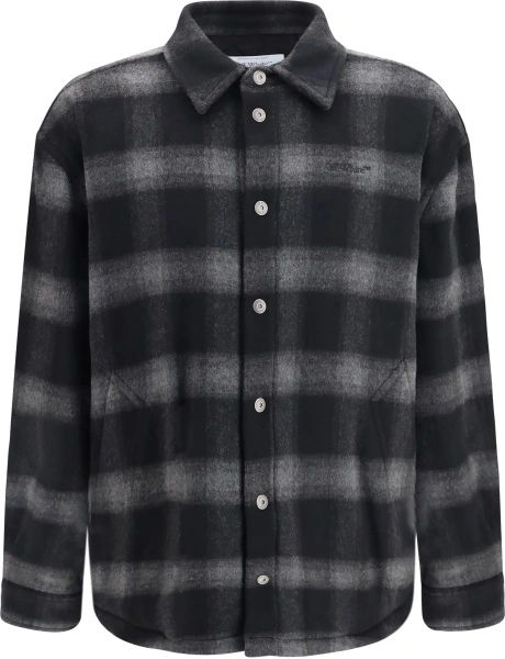 Jacheta Off-White neagra din flanel