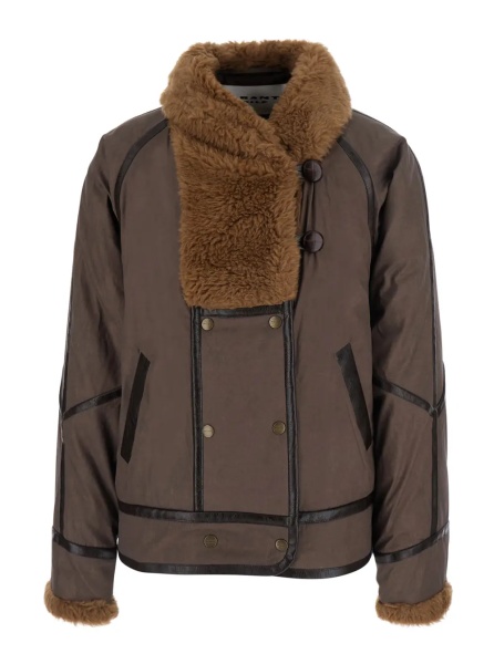 Jacheta 'OLINKA' Brown jacket with fur inserts and side pockets in Tech Fabric women