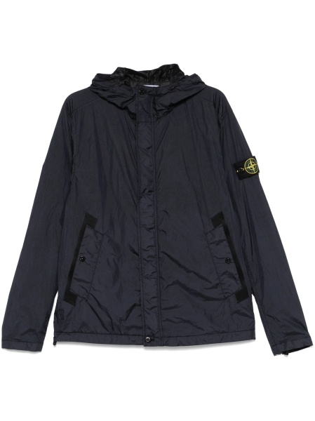 Jacheta Stone Island albastra din rasina poliuretanica si nylon