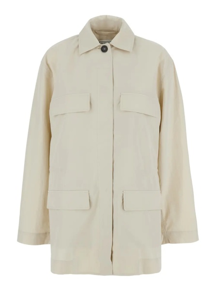 Jacheta TOTÊME beige Jacket with classic collar and patch pockets on the front in Cotton and Tech Fabric blend Woman