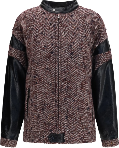 Jacheta Virgin wool blend Jacket with leather sleeves