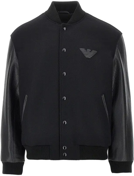 Jacheta Wool bomber jacket with leather sleeves
