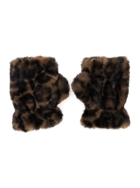Manusi Ariel Leopard Gloves with leopard print in synthetic fur and brown for women