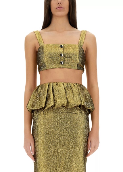 Metallic Jacquard Crop Top