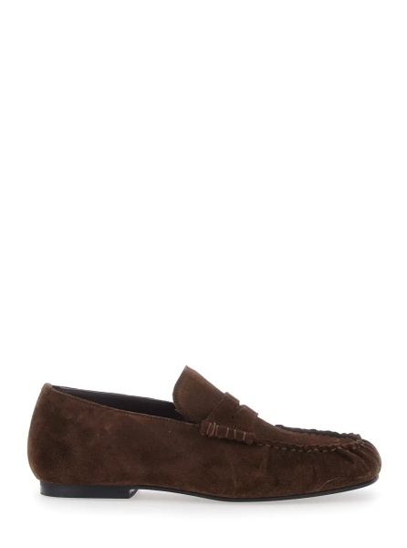 Mocasini 'AVEN' brown Loafers with gathered toe in suede for women