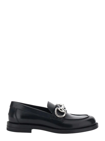 Mocasini 'Emily' Black loafers with Horsebit plaque on the front in leather for women