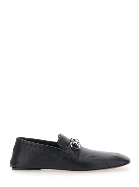 Mocasini 'Ragazzo' Black Loafers with square toe and Horsebit on the front in leather for women