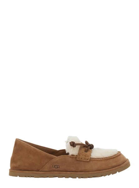 Mocasini 'Zora' Brown Loafers with fur details and front strap in suede for women