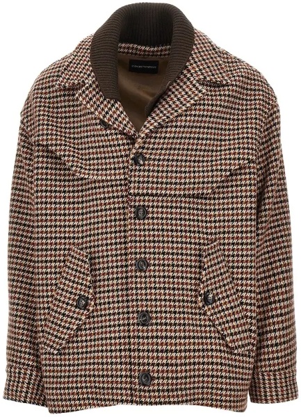 Paltoane Knitted caban with houndstooth motif