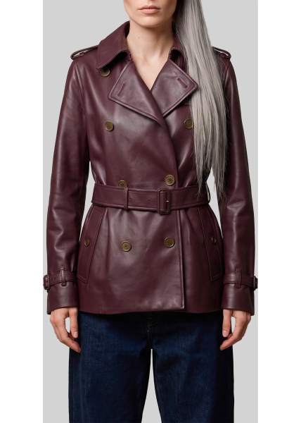 Paltoane Short Kensington Leather Trench Coat