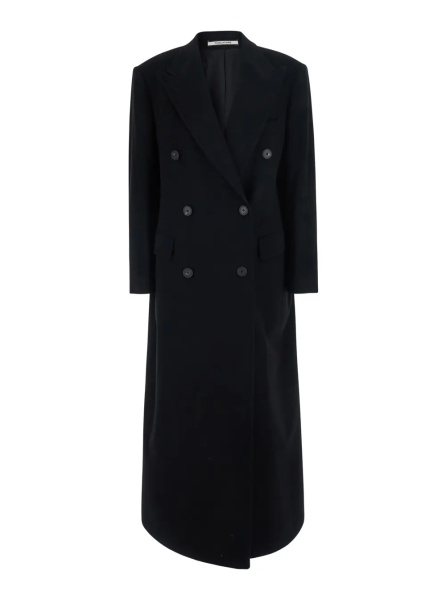 Paltoane Women's coat with classic collar and button closure in black Tech Fabric
