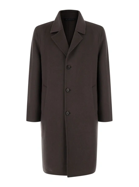 Palton Coat with classic collar and button closure in grey wool for men