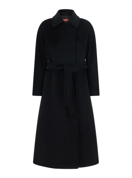 Palton Coat with elegant detail and high-quality fabric, black, woman