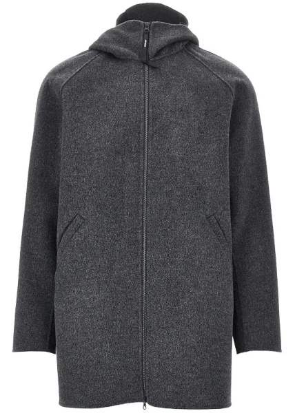 Palton Double wool coat with zip closure