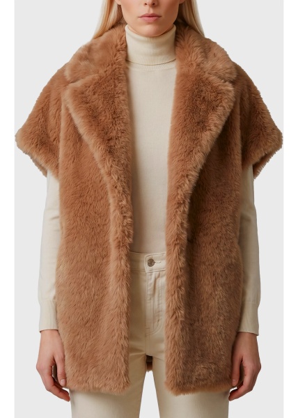 Palton Long-Hair Fur-Effect Sleeveless Vest