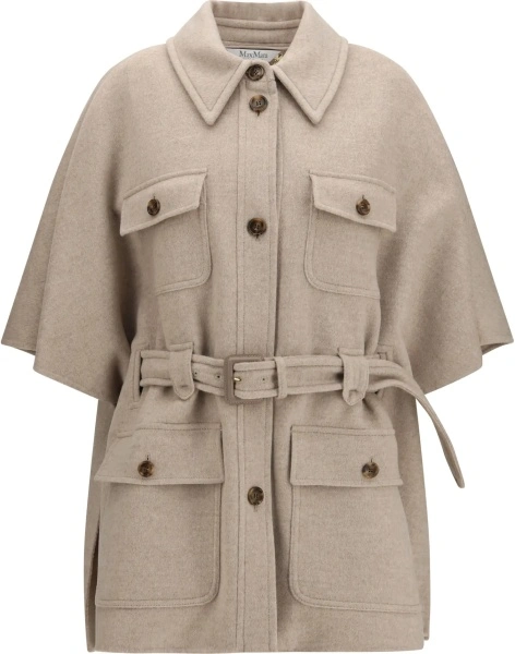 Palton Nettare cashmere Cape with belt
