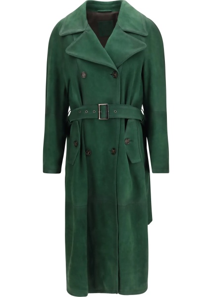 Palton Vintage effect suede double breasted Trench Coat