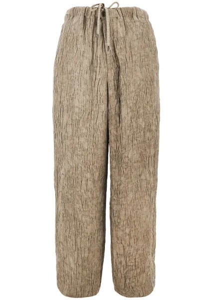 Pantaloni Bark effect linen-blend pants