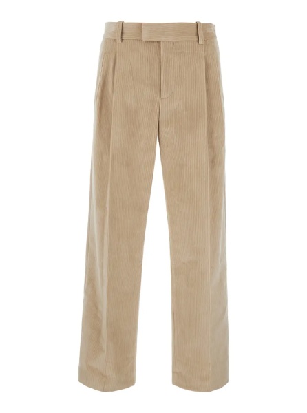 Pantaloni Beige Pants with Belt Loops in Corduroy for Men