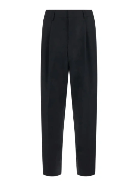 Pantaloni Black Wide Leg Trousers with Pleats for Women