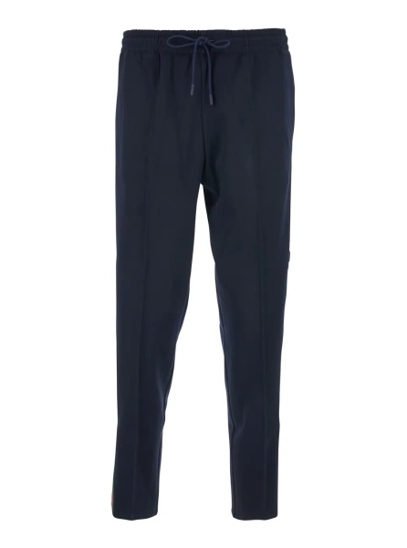 Pantaloni Blue Pants with Elastic Waist and Drawstring and Web Detail on the Side in Tech Fabric for Men