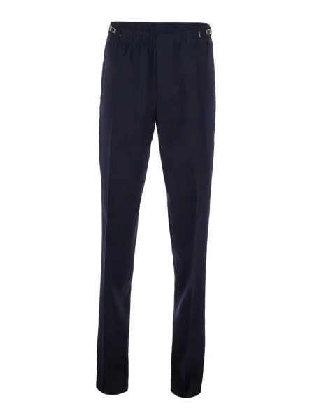 Pantaloni Blue Pants with elasticated waist with adjustable buckles and all-over stripe motif in tech fabric for men