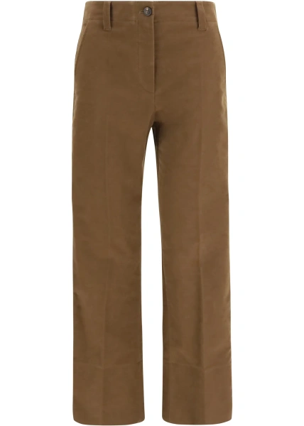 Pantaloni casual Brunello Cucinelli maro din bumbac