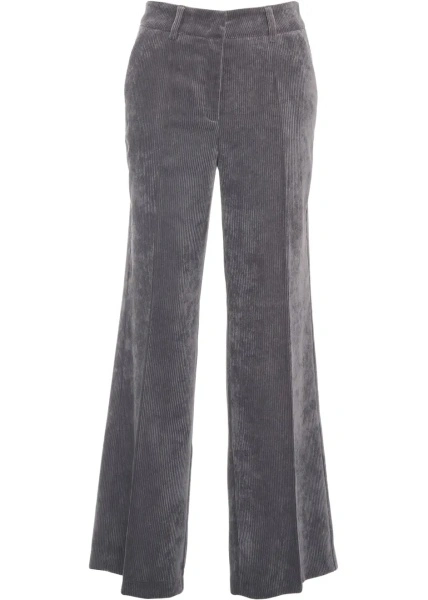 Pantaloni casual Cambio gri din catifea reiata