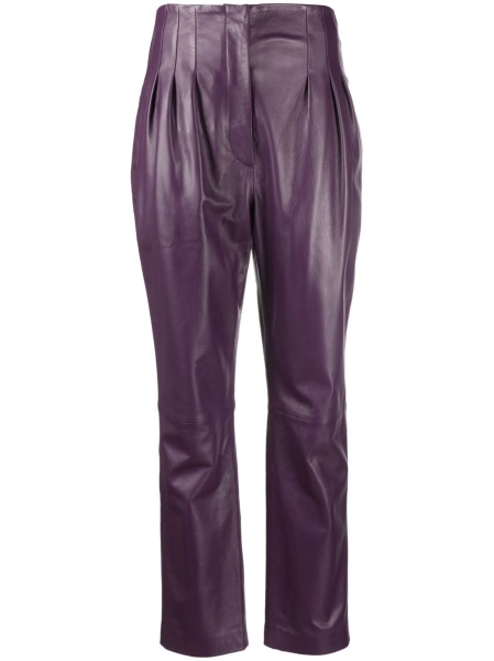 Pantaloni conici Alberta Ferretti violet din piele