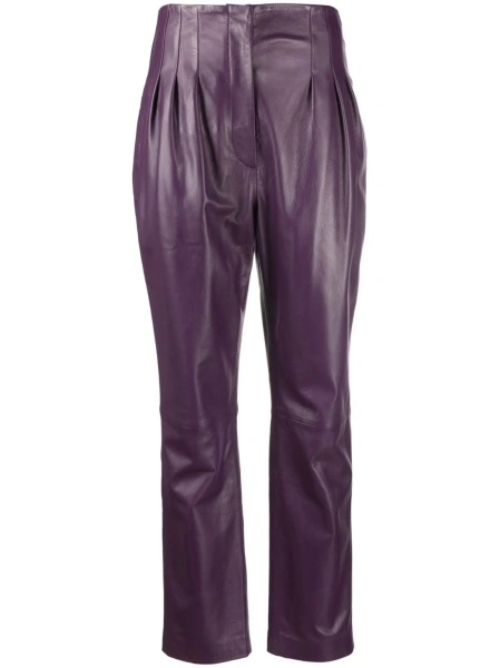 Pantaloni conici Alberta Ferretti violet din piele