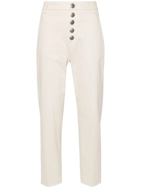 Pantaloni conici Dondup neutri din bumbac si elastan