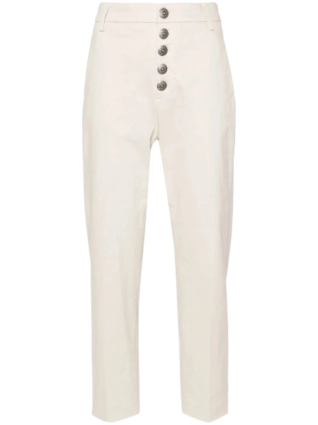 Pantaloni conici Dondup neutri din bumbac si elastan