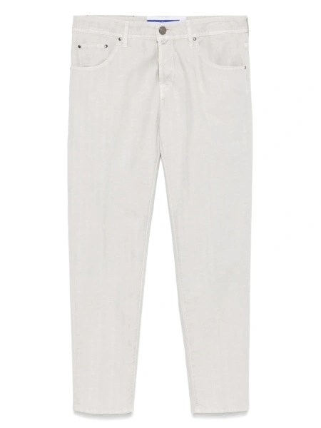 Pantaloni conici Jacob Cohen gri din elastan si bumbac