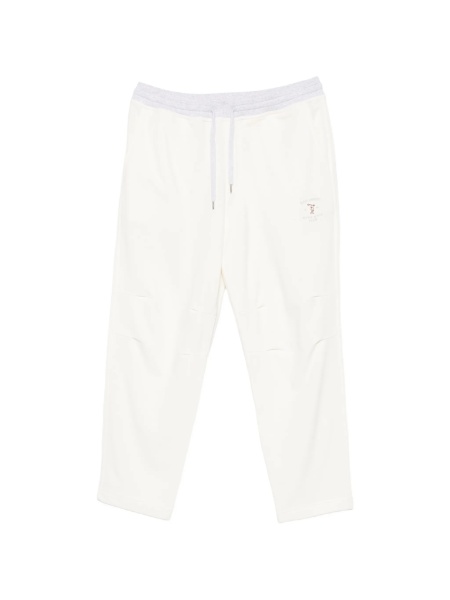 Pantaloni de trening Brunello Cucinelli albi din bumbac